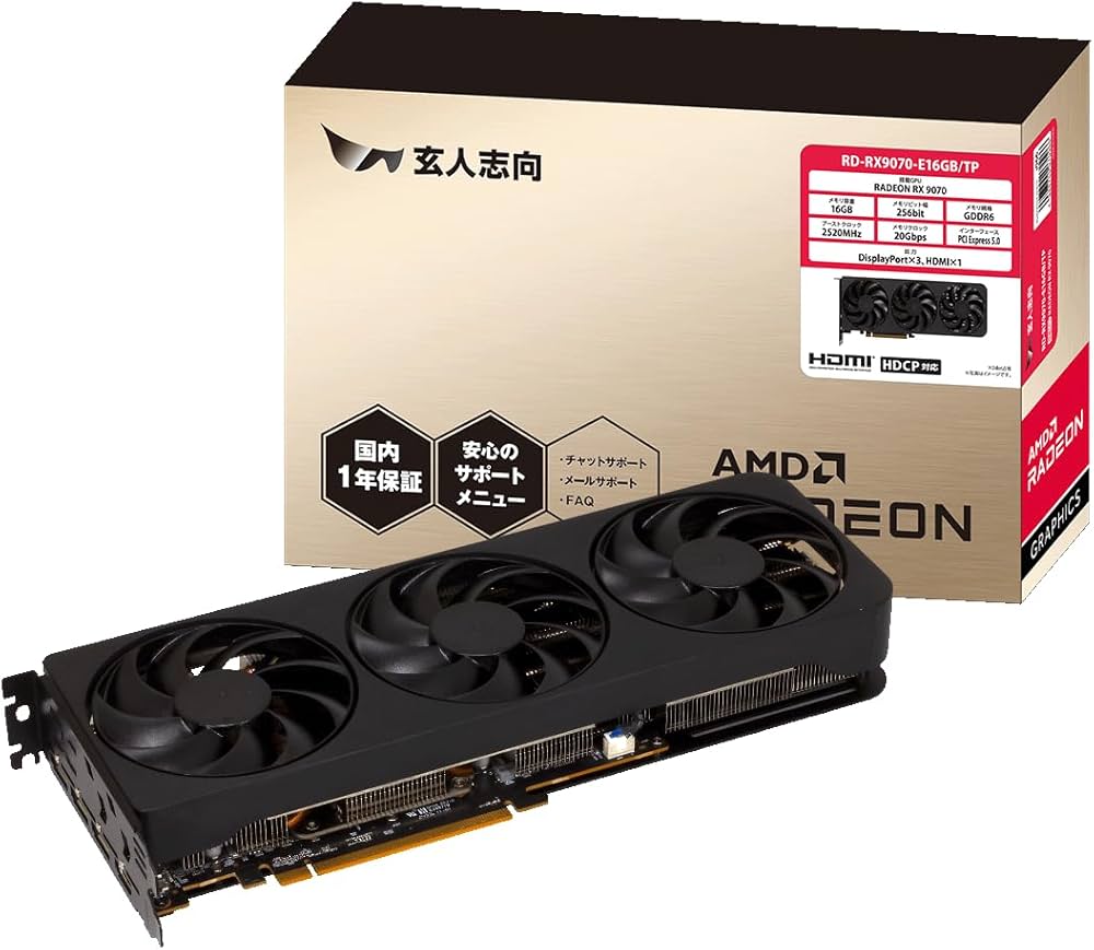 Amazon | 玄人志向 AMD Radeon RX 9070 搭載 グラフィックボード 16GB