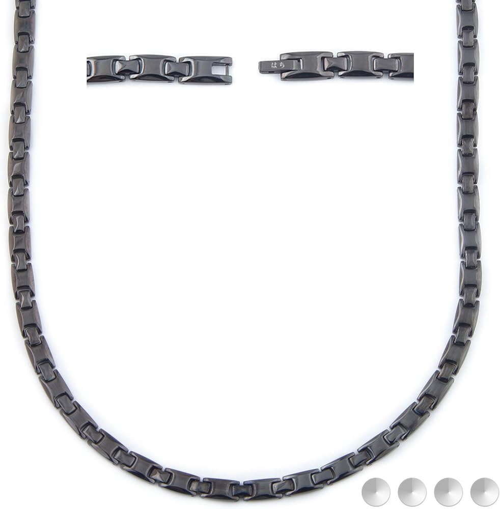 Amazon | [はち] ゲルマニウム ネックレス メンズ ブラック ヘマタイト