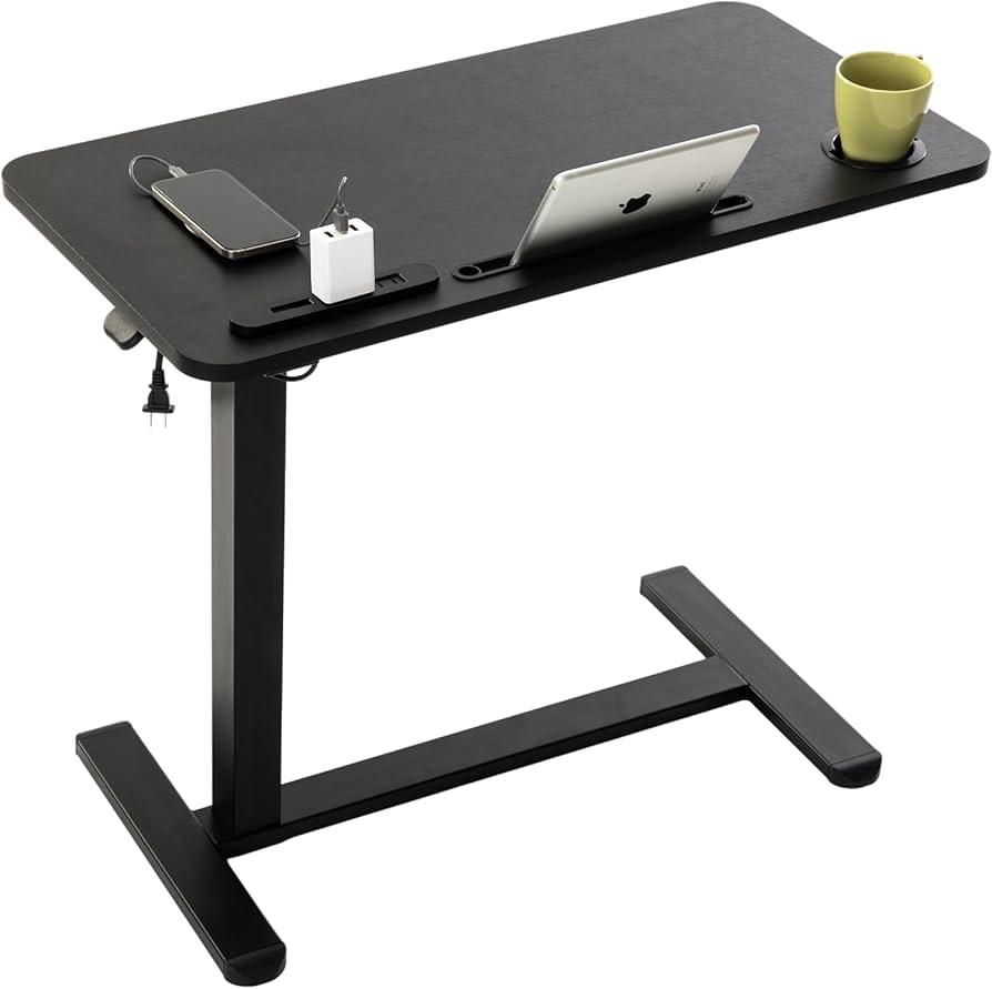 Amazon｜Yesotasサイドテーブル昇降式 ガス圧昇降ベッドテーブル PC
