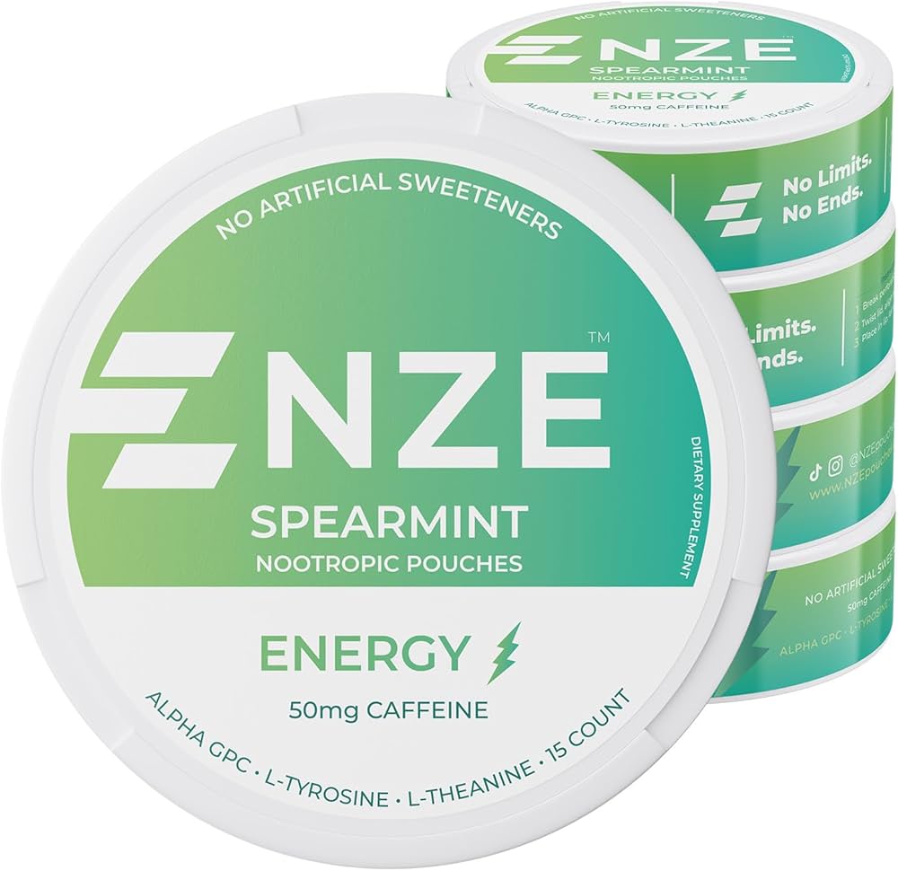 Amazon.com: NZE Caffeine Nootropic Pouches (Spearmint) - Energy