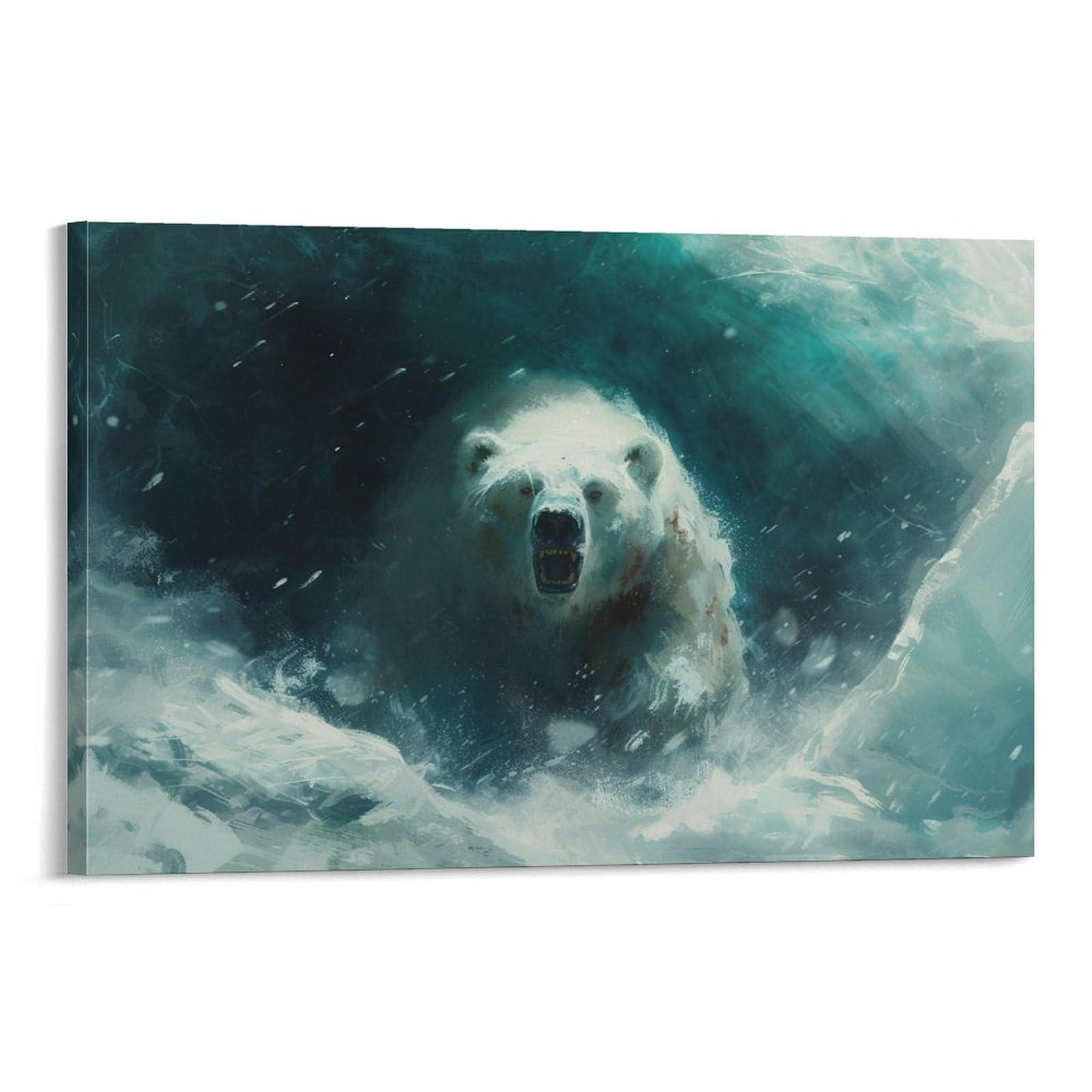 Amazon.co.jp: 絵画 吹雪の中のシロクマ アートパネル ポスター 超