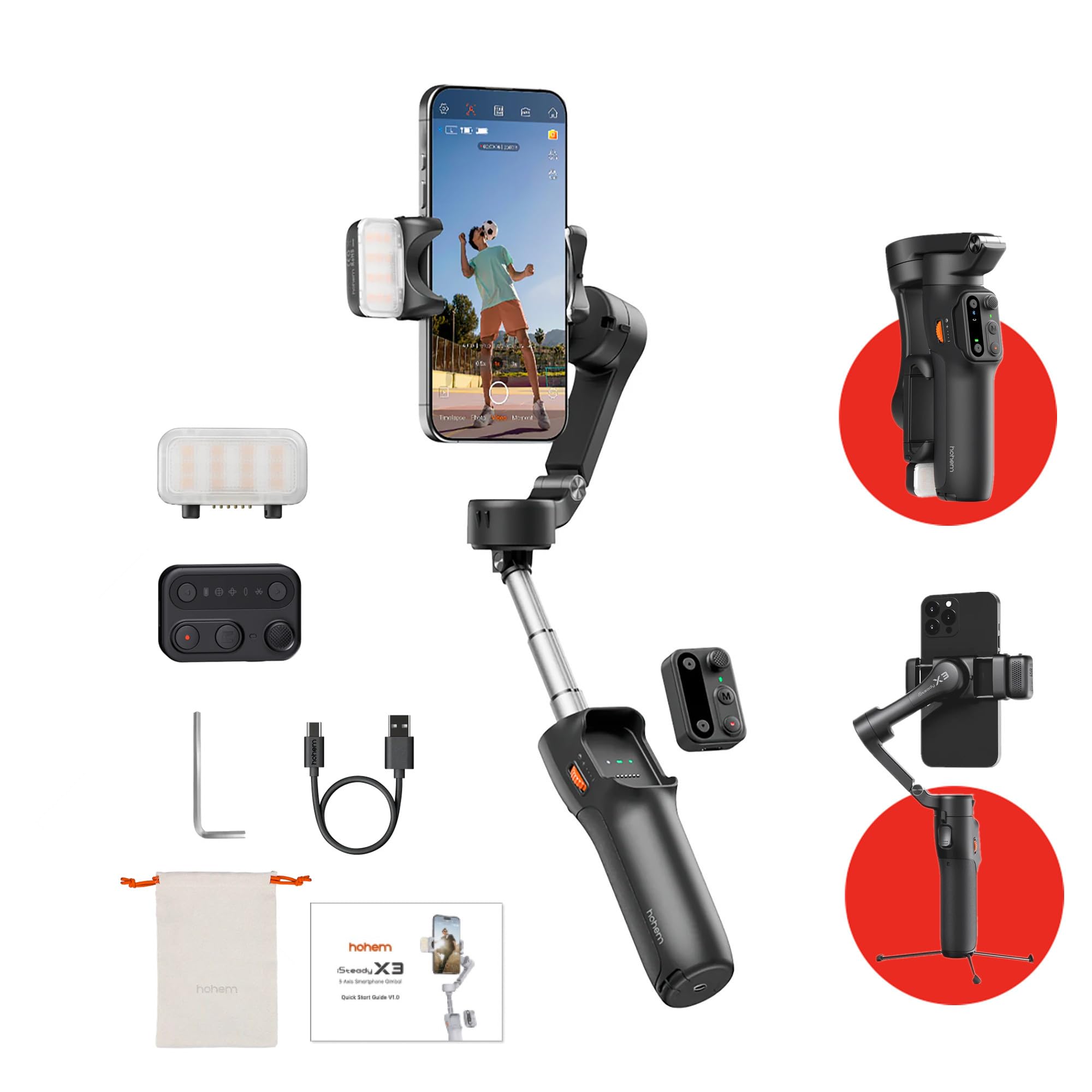 Amazon.com: hohem iSteady x3 Gimbal Stabilizer for iPhone, AI