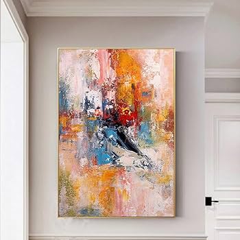 Amazon.co.jp: カラフル モダン ポスター オレンジ 抽象画 水彩画