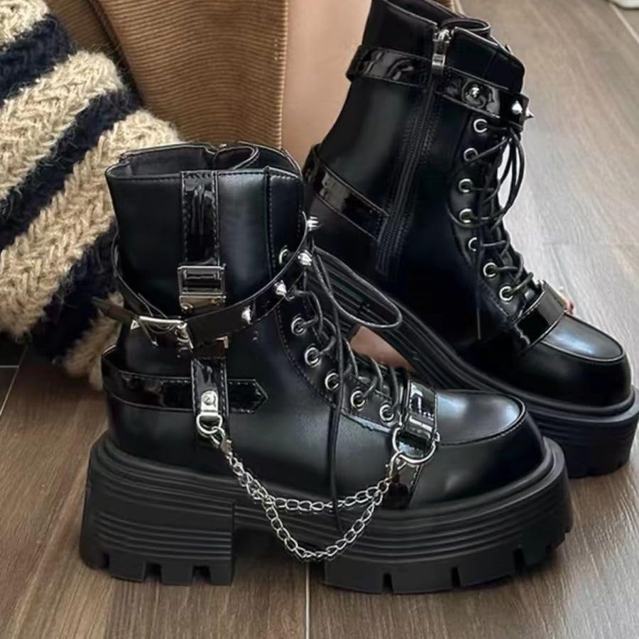 Amazon.com: Rave Boots Emo Shoes Y2K Retro Grunge Chunky With