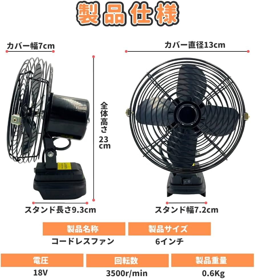 Amazon | マキタ互換品 充電式 扇風機 卓上 ファン 静音 小型 キャンプ