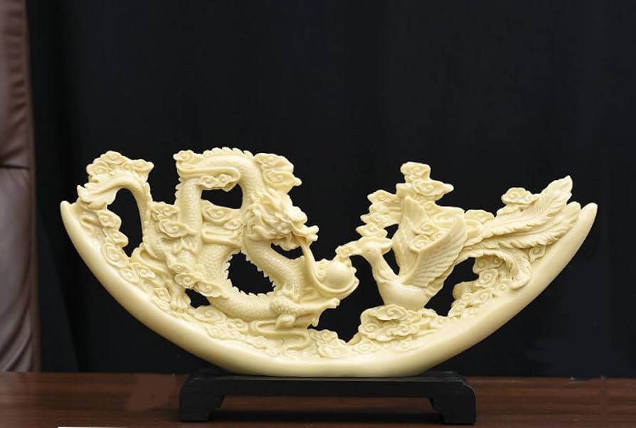 Amazon.co.jp: 置物 オブジェ 象牙風 樹脂製 彫刻 創造的な模造象牙