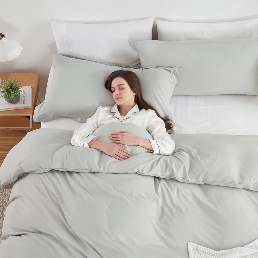 Amazon｜Hearth & Harbor ライトグレー 掛け布団カバー クイーンサイズ