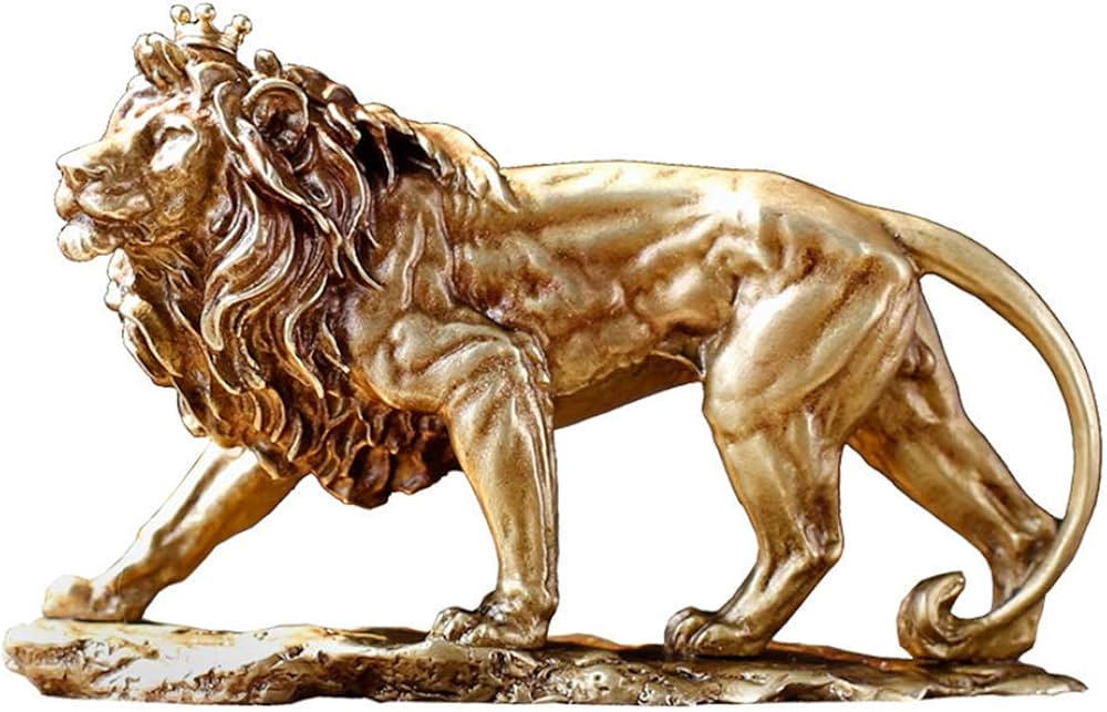 Amazon.co.jp: 個性ライオン彫刻、ブロンズライオン像金属モデルホーム