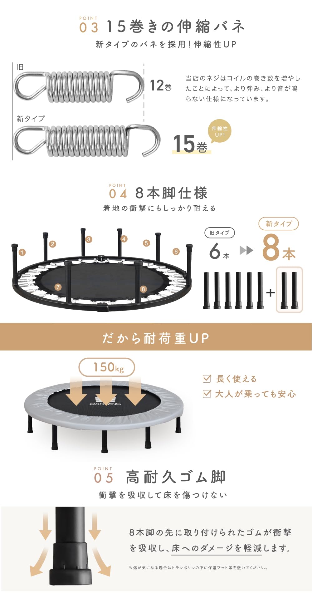 Amazon | BARWING(バーウィング) 新モデル登場 トランポリン 8本脚