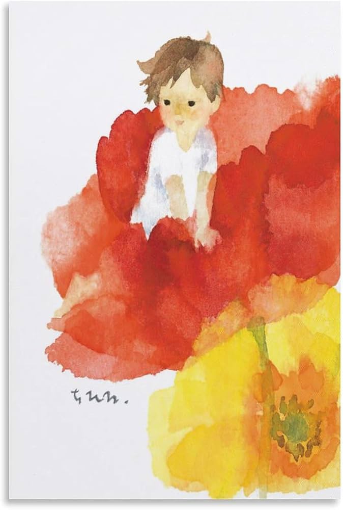 Amazon.co.jp: いわさきちひろ 水彩画 子供 花 ポスター (5) オフィス