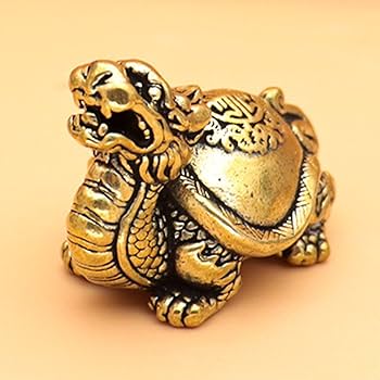Amazon.co.jp: 吉祥 龍亀 ミニ置物 真鍮 銅製 ミニ龍亀の置き物
