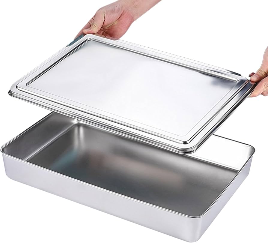 Amazon｜ステンレストレイ 蓋付き 料理 大型 家用バット 調理器具