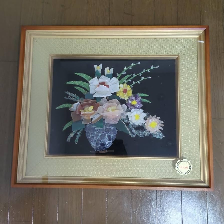 Amazon.co.jp: 随分古いレトロな宝石画花サイズ6号枠60×51宝石画41×32