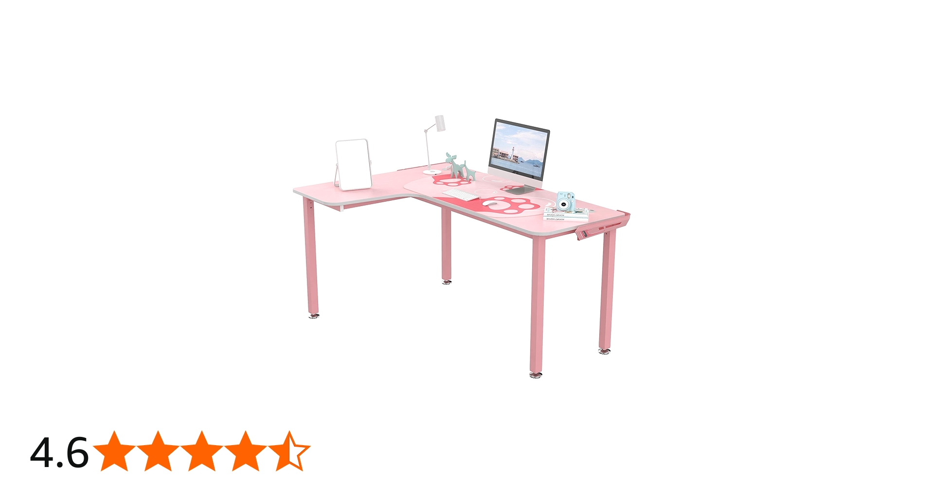 DESIGNA Pink L-Shaped Gaming Desk, 60