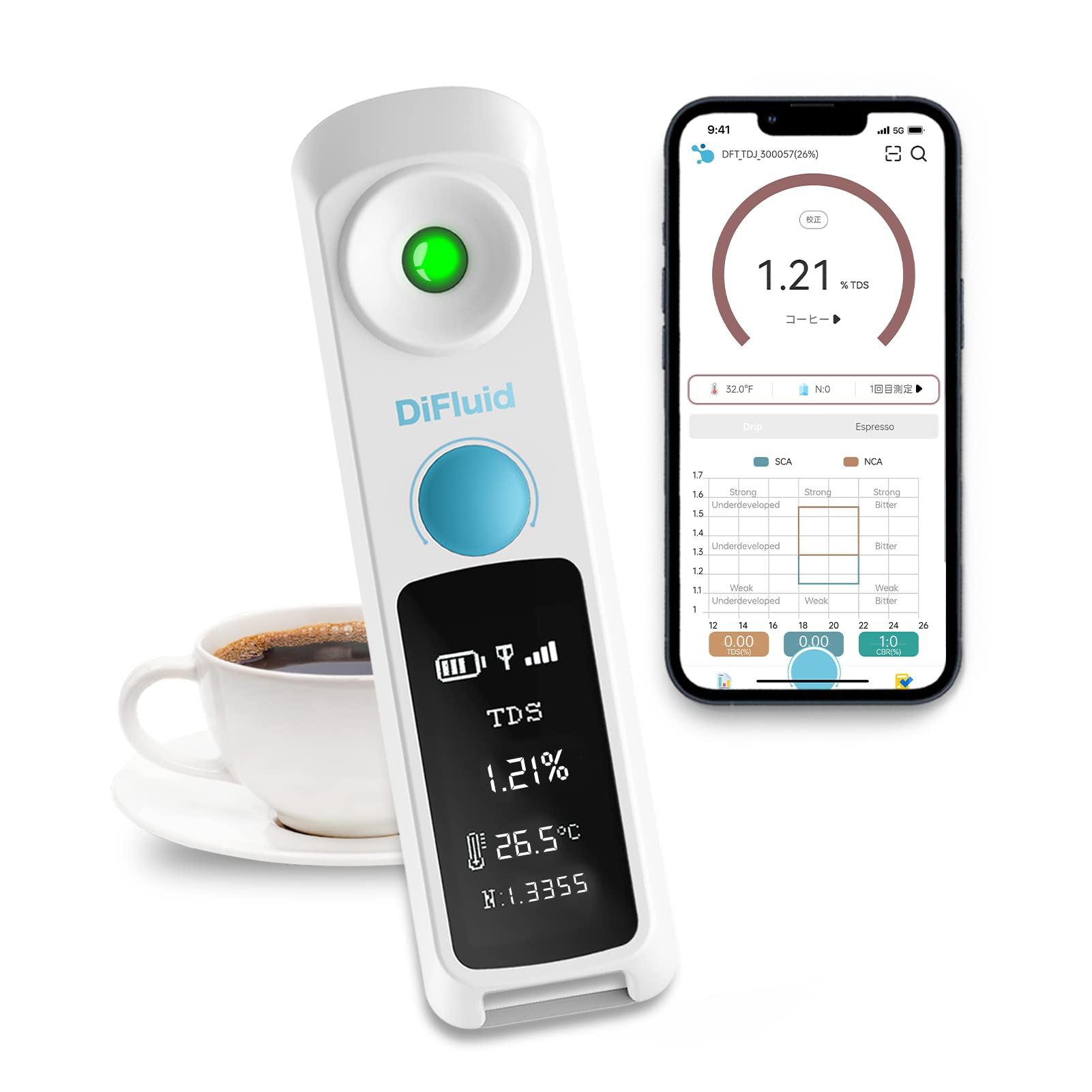 Amazon.co.jp: DiFluidコーヒー tds濃度計 【日本語仕様】tdsメーター