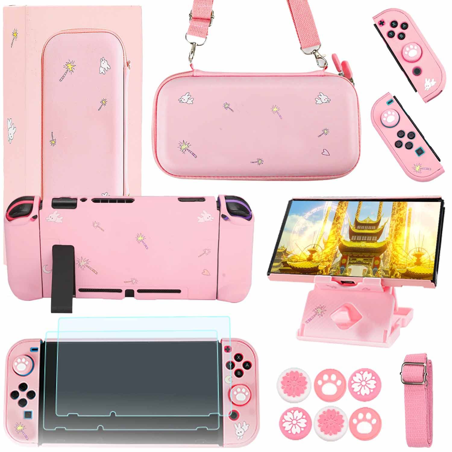 Amazon.co.jp: GUTIAL Nintendo Switch用アクセサリーキット - ピンク