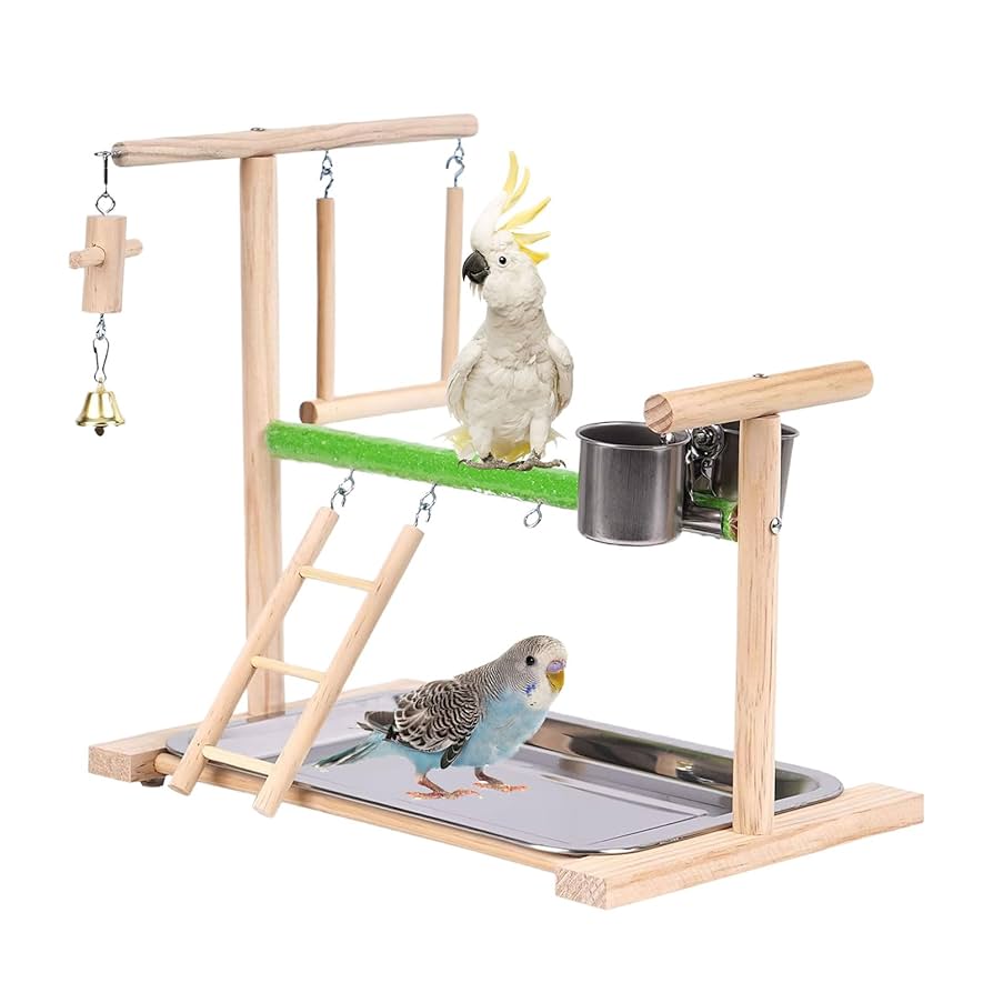 ことりのおおきなあそびばミラー付き文鳥インコバードアスレチックブランコ