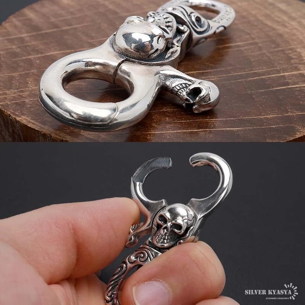 Amazon.co.jp: [silver KYASYA]シルバー925 スカル キーリング