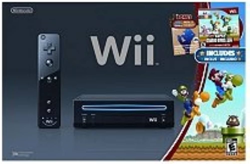 Amazon.com: Black Wii Console with New Super Mario Brothers