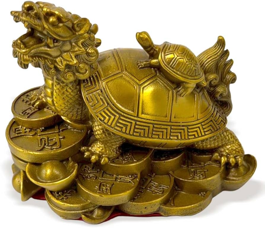 Amazon.co.jp: [AiO JAPAN] 風水 龍亀 ロングイ 置物 銅 ブロンズ