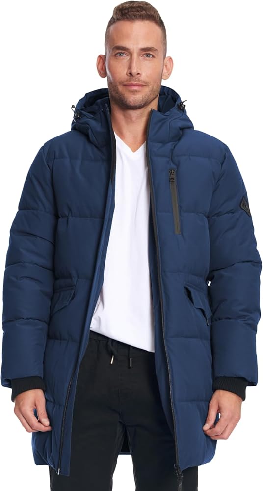 Alpine North Men's Vegan Down Winter Puffer Coat, Navy, Medium at