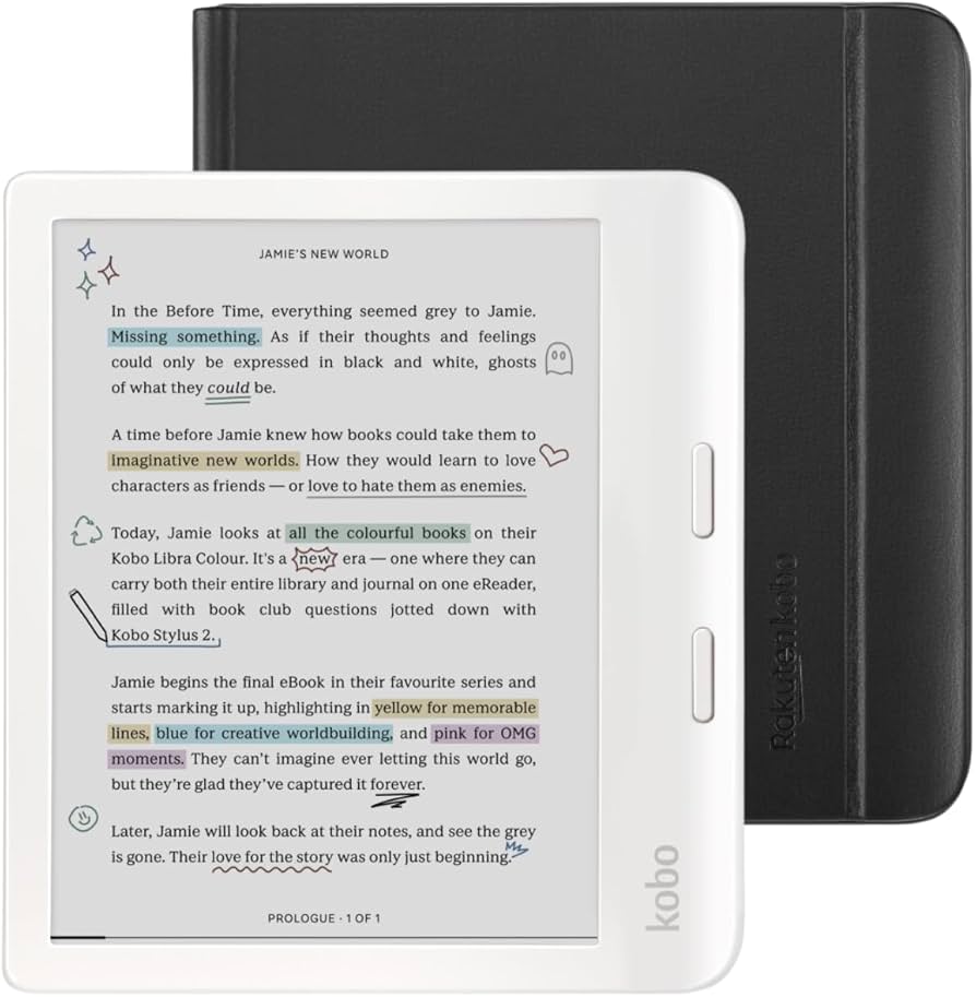 Amazon.com: Kobo Libra Colour White eReader with Case Bundle
