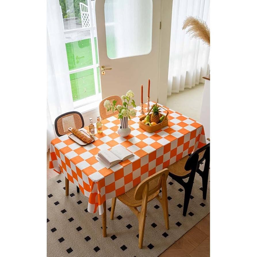 le jacquard francais 】花柄テーブルクロス オレンジ le jacquard