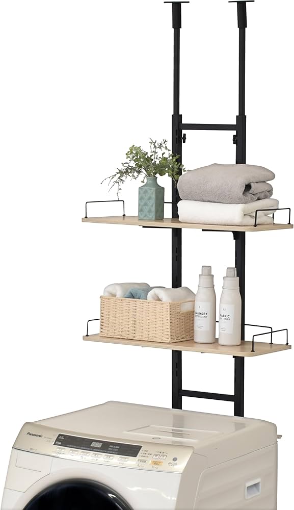 Amazon｜ekans(エカンズ) 棚付きランドリーラック 棚2段 突っ張り