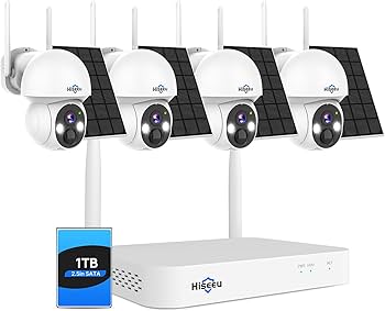 Amazon.com : Hiseeu Solar Security Camera Outdoor,4MP 4 Cam-Kit