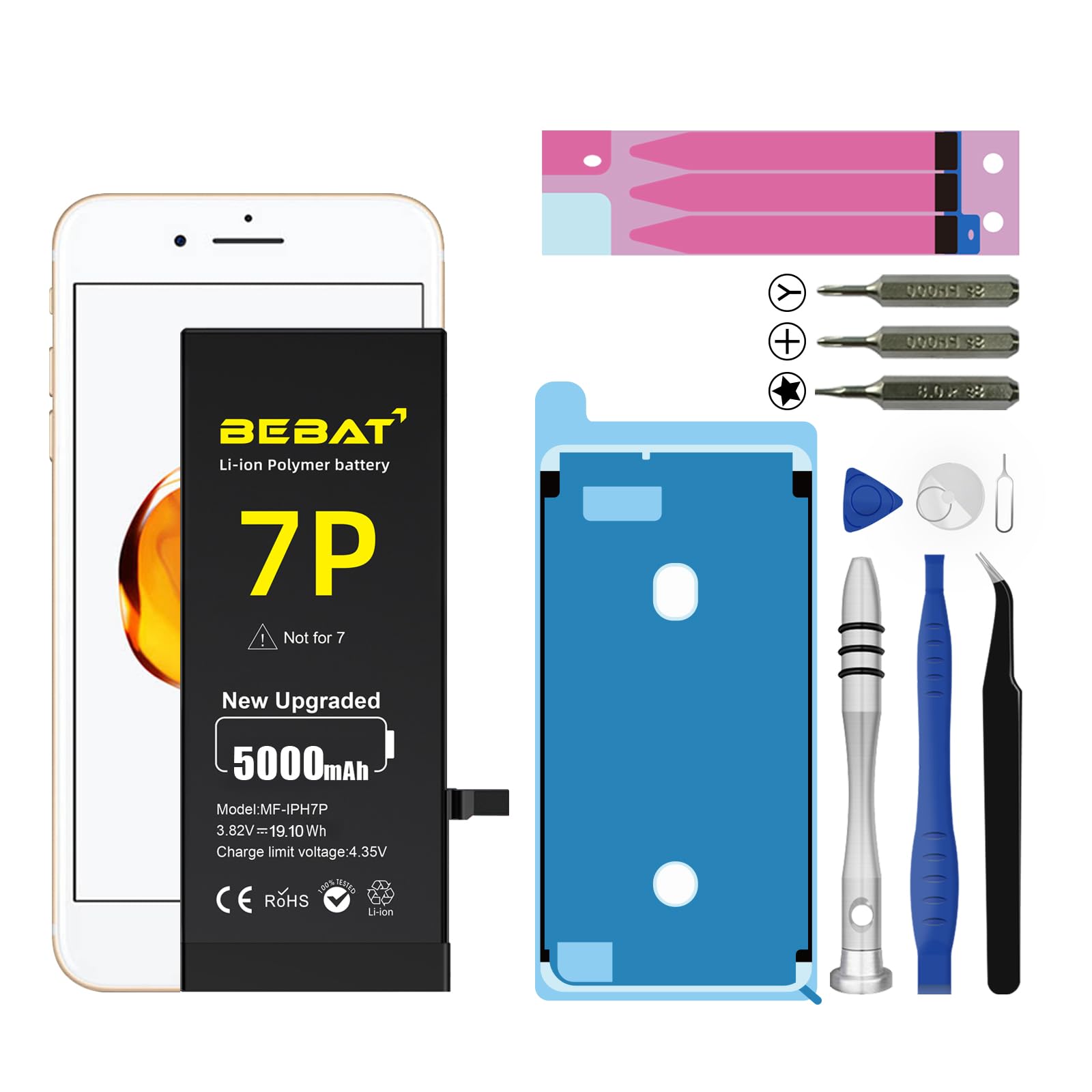Amazon.com: BEBAT Replacement for iPhone 7 Plus Battery, 5000mAh