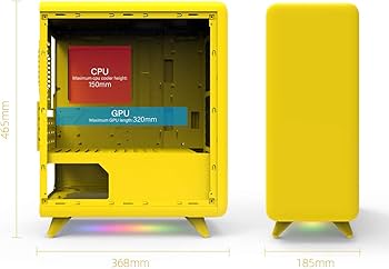 GOLDEN FIELD Q3056-Y Mini ITX Yellow PC Case Small Size Yellow