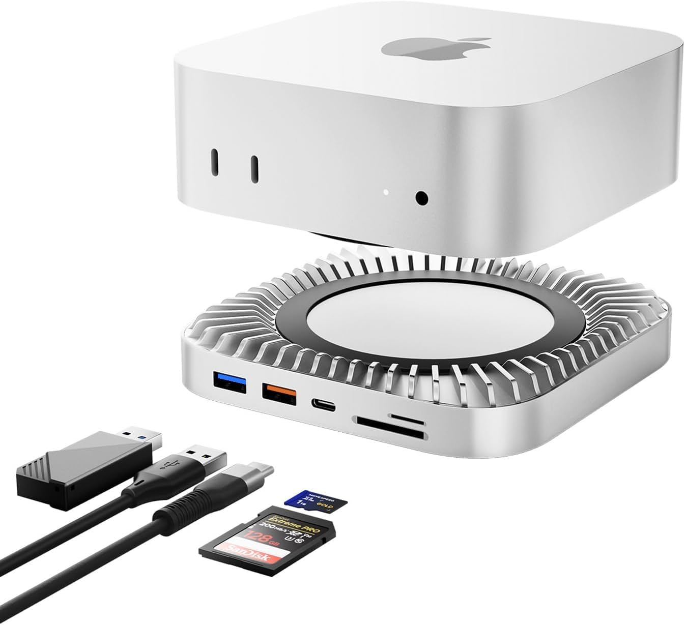 Mac Mini M4 Dock, USB C Hub Aluminum Mac Mini Stand and HDMI Hub