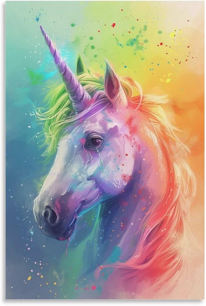 Amazon.co.jp: 絵画 カラフルなユニコーンインテリア 絵画 動物