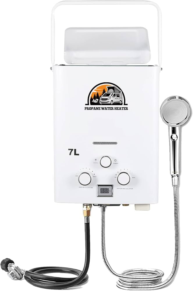 Amazon | Hapyvergo 携帯用LPガス給湯器 7L タンクレス 湯沸器 1.85