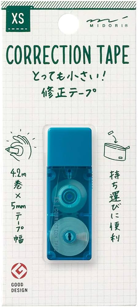 Amazon | ミドリ 修正テープ XS 青 35265006 | 修正テープ | 文房具