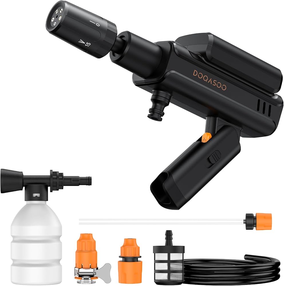 Amazon | DOQASOO 高圧洗浄機 ハンディ 高性能5in1ノズル 充電式 900g