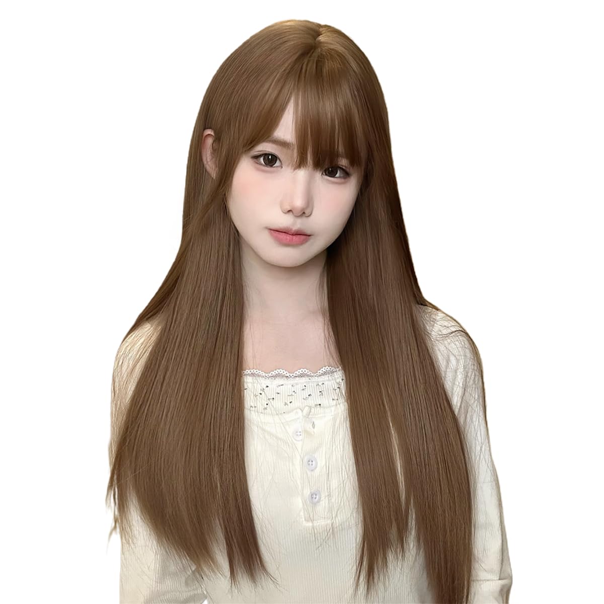 Amazon.co.jp: ORSUNCER ウィッグ ロング 茶髪 ブラウン ストレート 長