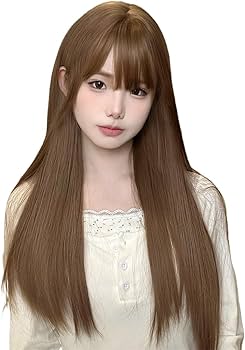 Amazon.co.jp: ORSUNCER ウィッグ ロング 茶髪 ブラウン ストレート 長