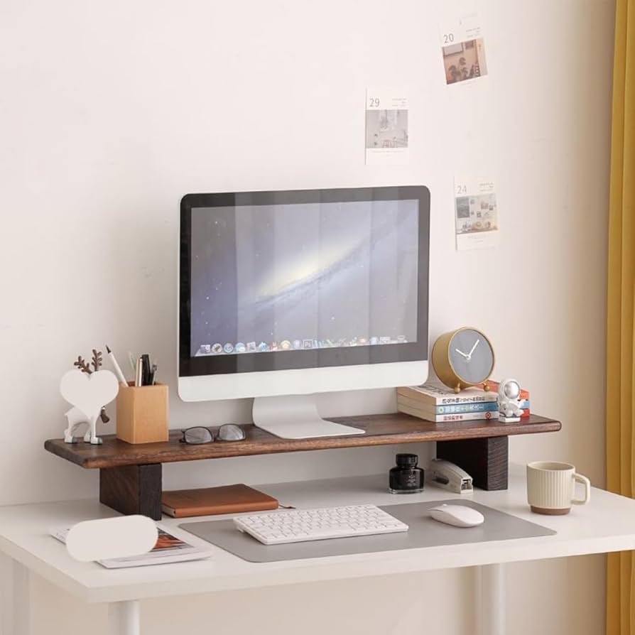 Amazon.co.jp: MJKQ9 モニター台 机上収納 木目（ブラウン） 机上 卓上