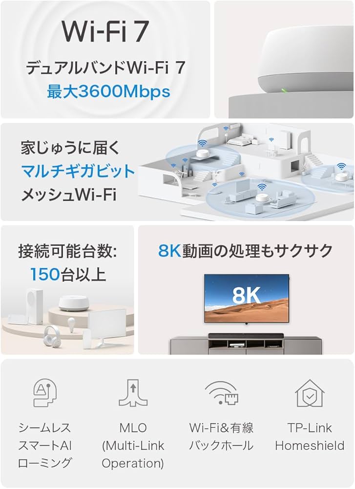 Amazon.co.jp: TP-Link WiFi7 ルーター メッシュwi-fi 無線lan