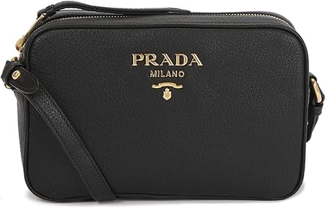 Prada Vitello Phenix Black Leather Camera Crossbody Bag Gold-Tone