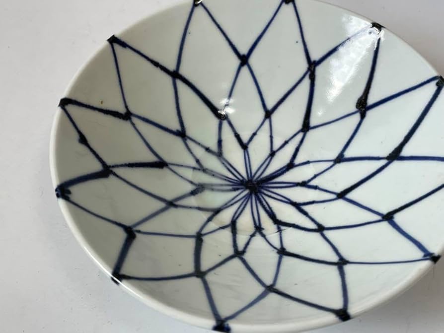 Amazon.co.jp: 作家物 陶芸家 加藤静允 染付 網代文様 網文様 茶碗 深