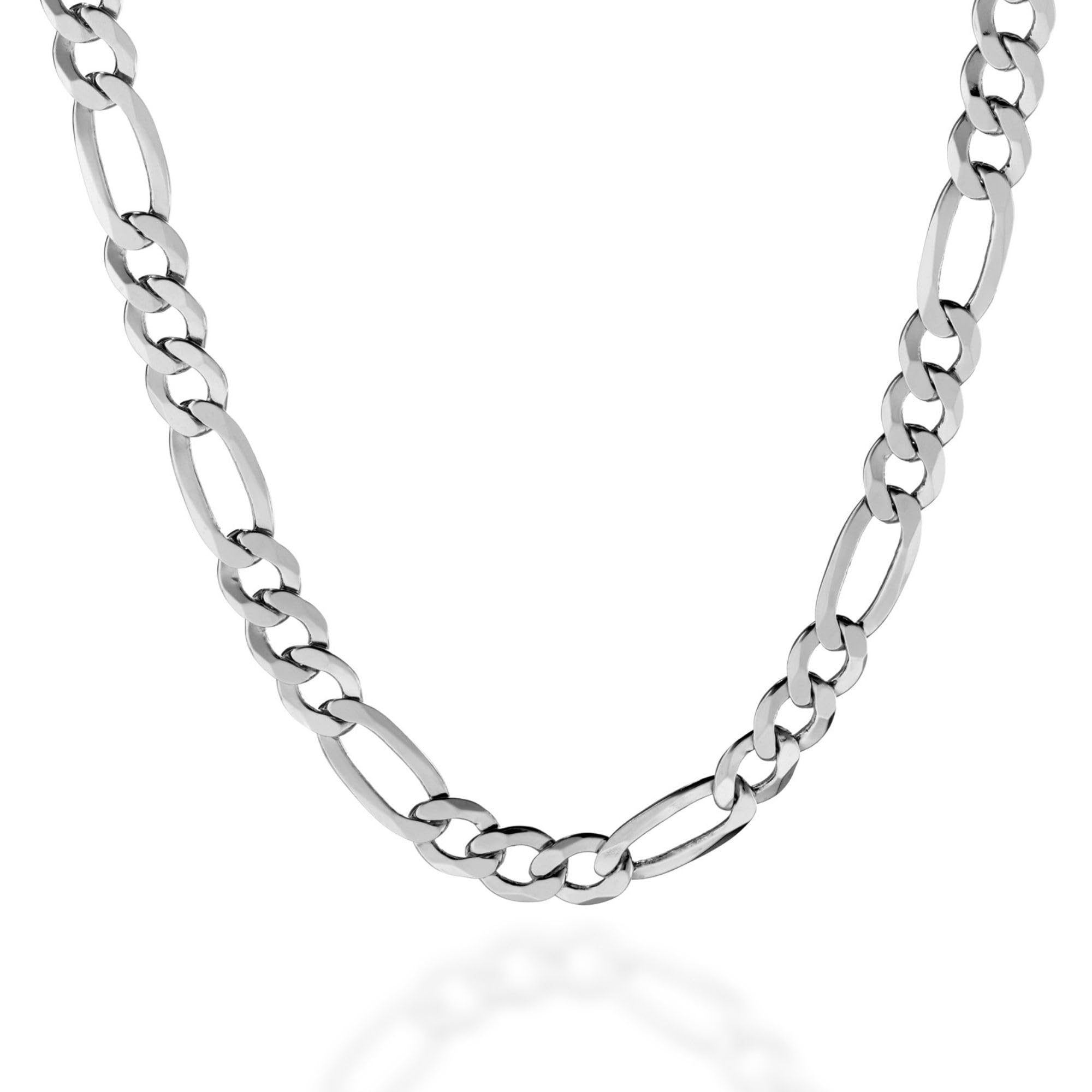QUADRI Figaro Sterling Silver Chain for Men – 7mm Solid Italian