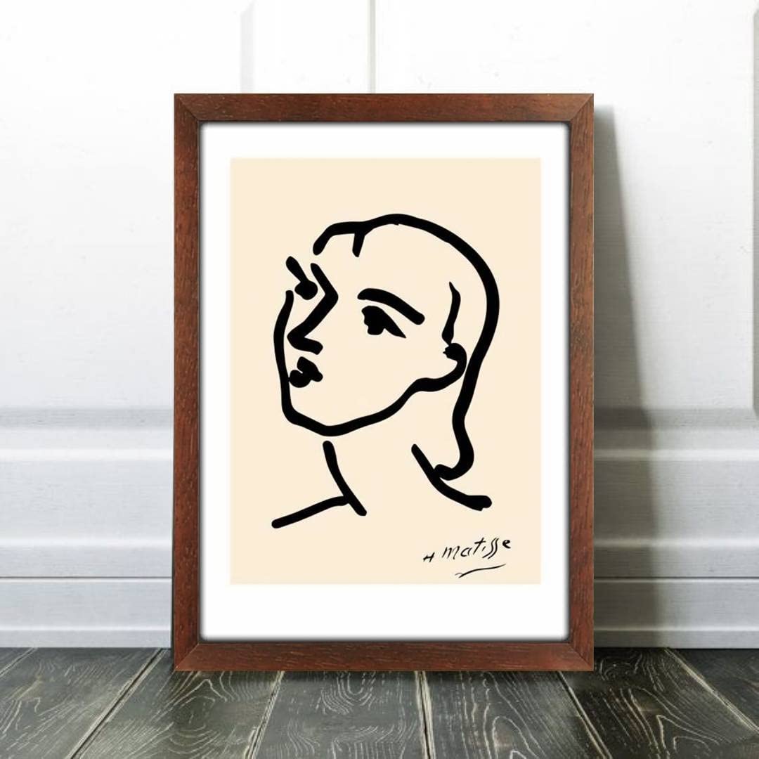 Amazon.co.jp: アンリマティス 顔絵 フレーム付き ポスターaoipro