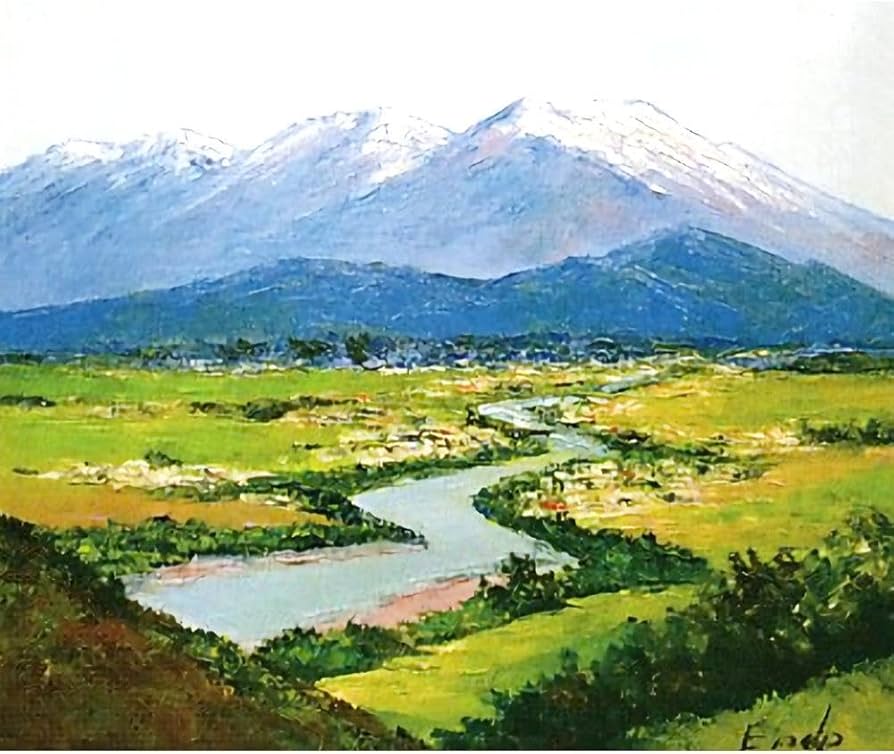 Amazon.co.jp: 遠藤勝 稲荷山より千曲川眺望 F10号 受注制作 油彩画