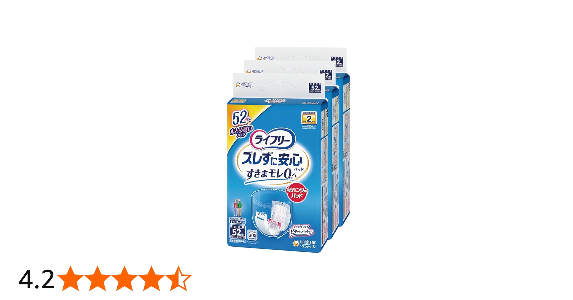 Amazon.co.jp: ライフリー パンツ用尿とりパッド ズレずに安心紙パンツ
