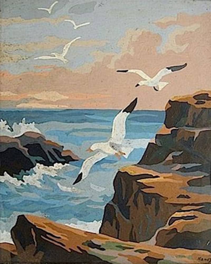 空飛ぶ前衛美術画家 糸川裕志のアクリルカラーによる富士山と江ノ島