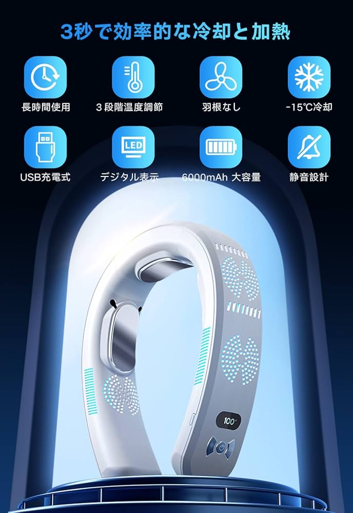 Amazon.co.jp: ネッククーラー 首掛け扇風機【上下出風・瞬間冷却