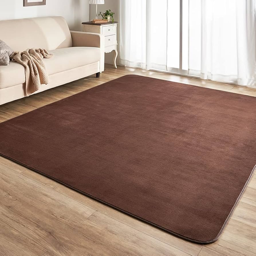 Amazon｜アイリスプラザ フランネルラグ ブラウン 185×185㎝ 滑り止め
