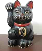 アンティーク 大型 木製 招き猫 木彫り 猫看板 縁起物 商売繁盛 骨董 猫